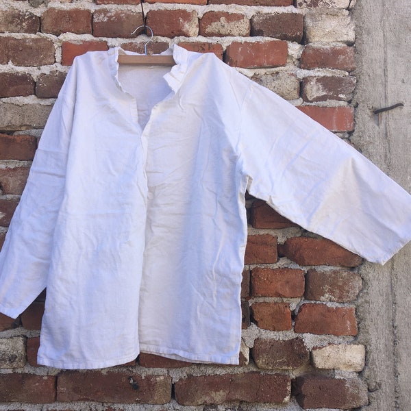 Chemise blanche / Chemise en coton /Chemise ancienne /Chemise à manches longues /Manches longues Unisexe /Tunique d’été blanche /Styles amples /Robe femme /Vêtements pour hommes