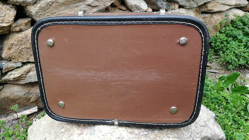 Vintage suitcase Distressed suitcase Brown suitcase Antique suitcase Vintage luggage Travel suitcase Leatherette suitcase