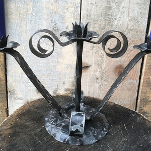 Vintage candleholder / Hand made candle holder / Triple candlestick /Hand made / Iron candlestick / Metal candle holder / Home decor holder
