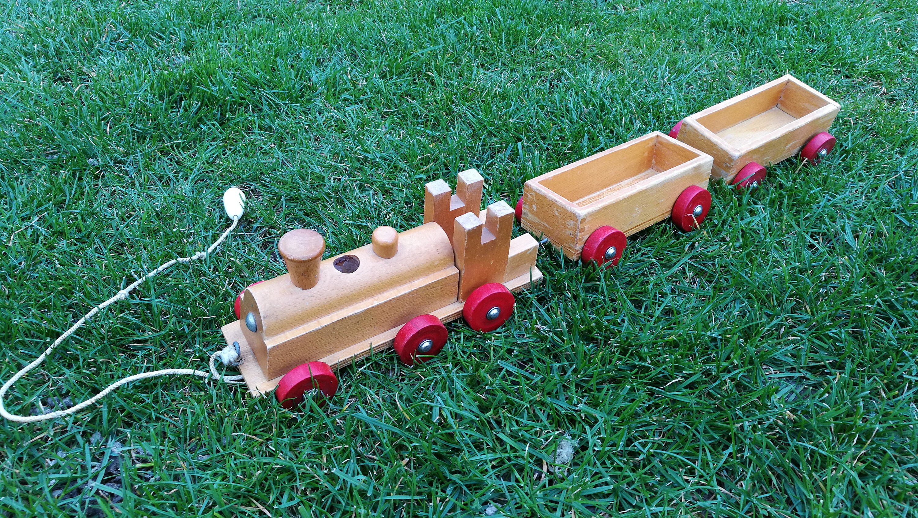 Vintage Wooden Train / Distressed Train / Old Handmade Toy / Wooden Toy ...