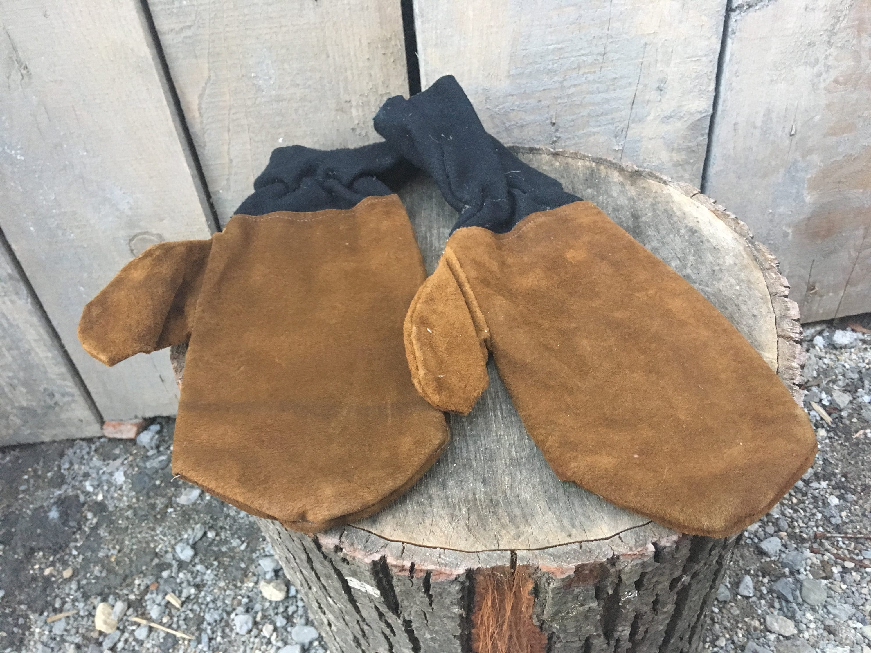 0099~Suede Leather Gloves with Fur