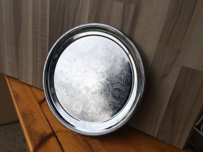 Vintage Coffee Tray / Serving Tray / Tea Coffee Serving Tray / Cocktail Tray / Round Tray