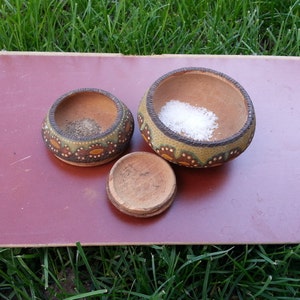 Salt Box / Wooden Salt / Vintage Wooden Spice Jar / Old Salt Bow / Salt and Paper / Salt Box Two/Salt shaker / Salt box / Salt holder