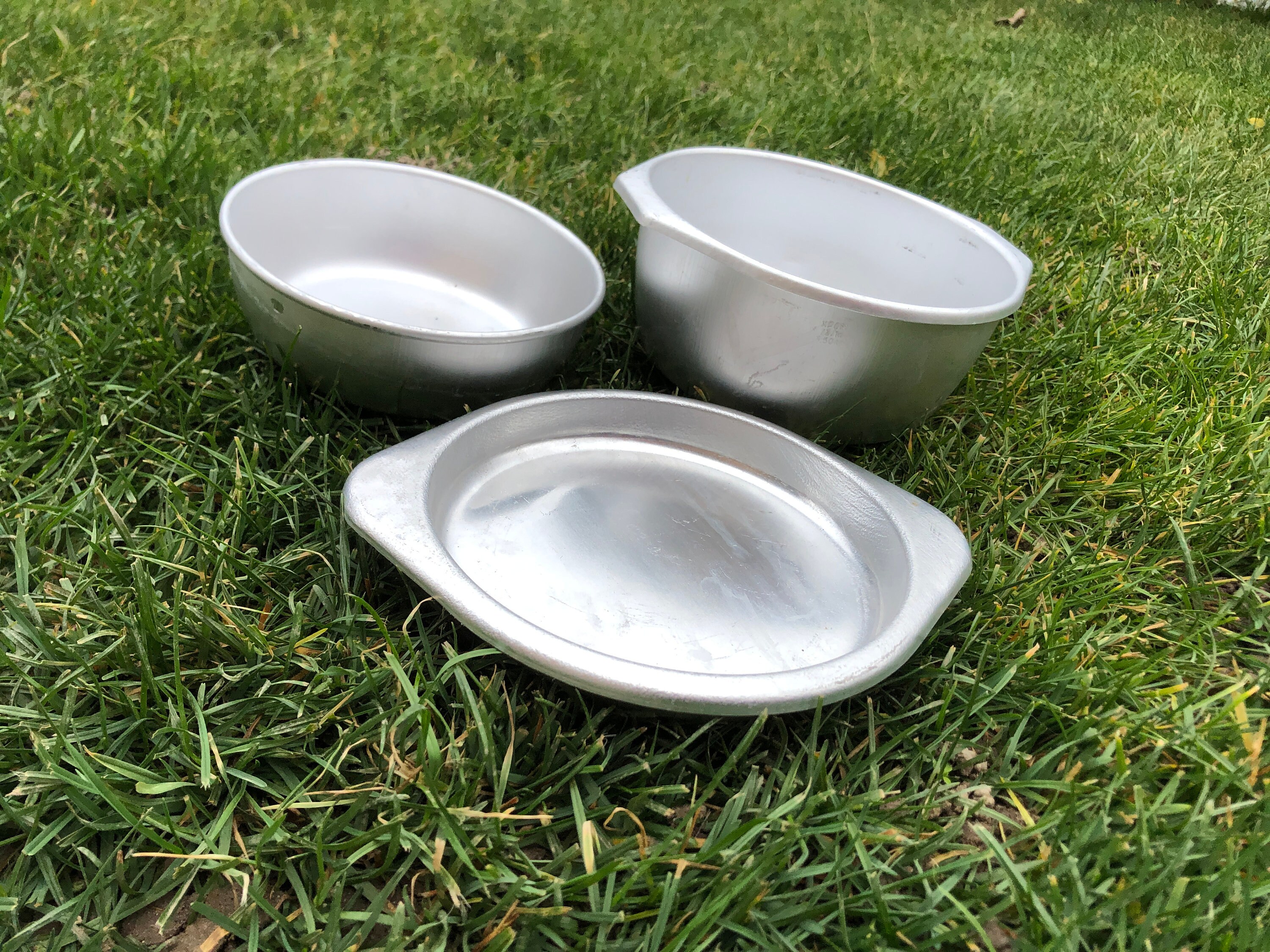 Aluminum Dinnerware / Serving Set / 3 Piece Dinnerware / Picnic Dinnerware / Military Dinnerware / Vintage Aluminum Dinnerware / Gift idea