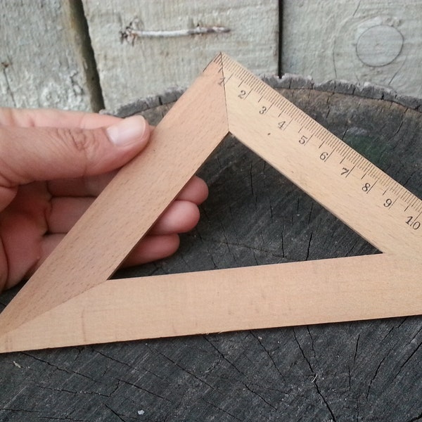 Wooden triangle/ Mathematical triangle/ Vintage triangle/ Old triangle/ 15 cm. triangle/ Office equipment/Office accessory/ School accessory