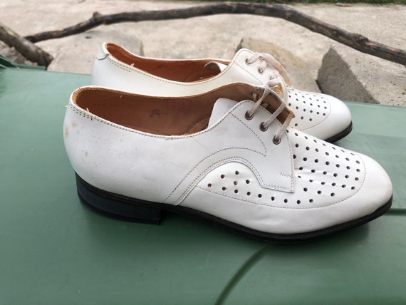 Men's leather shoes / White leather shoes / Vinta… - image 3