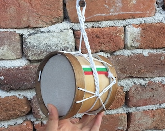 Children's drum / A toy / Musical instrument /  Play instruments / Drum with leather / Musical tools / Vintage small drum / Wooden drum