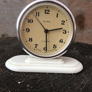 Old watch SLAVA / Retro watch / Office decor/Vintage watch /Mechanical desk clock /Home decor /Gift Idea /Russian clock /Russian alarm clock