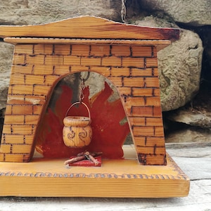 Wooden Fireplace / Wooden candle holder / Fireplace decor / Wooden decor / Wooden decoration / Christmas fireplace / Wooden ornament /