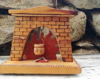 Wooden Fireplace / Wooden candle holder / Fireplace decor / Wooden decor / Wooden decoration / Christmas fireplace / Wooden ornament /