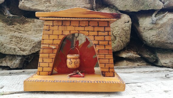 Wooden Fireplace Wooden Candle Holder Fireplace Decor Etsy