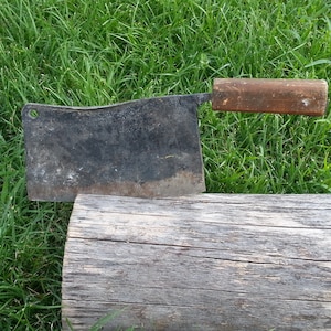 Saber for cutting / Big knife / Vintage big cleaver / Antique meat Cleaver / Great butcher knife / Handmade cleaver / Collector&#39;s knife