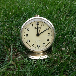 Desktop clock SLAVA/Retro watch/Office decor/Vintage watch /Mechanical desk clock /Home decor /Gift Idea /Russian clock /Russian alarm clock