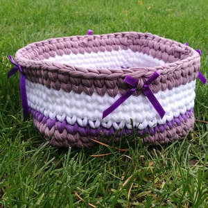 Knitted basket of rags / Hand knitted basket / A rag basket / Rag Rope / Pattern for Rag  / Crochet Basket / Beautiful Crocheted Baskets