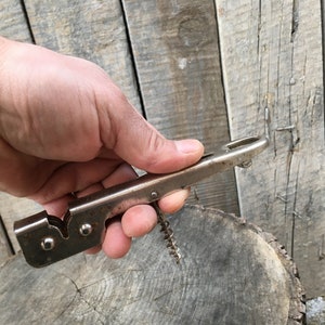 Metal set 4 in 1 / Knife Sharpener / Bottle opener / Can opener / Man cave decor / Wine opener / Kitchen assistant / Old kit / Vintage kit