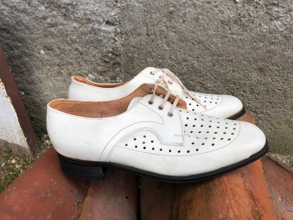Men's leather shoes / White leather shoes / Vinta… - image 4