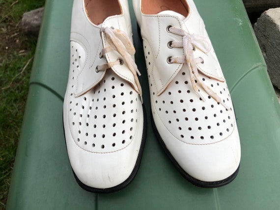 Men's leather shoes / White leather shoes / Vinta… - image 2