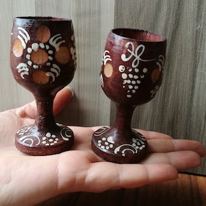 Cups with a wooden stool / Wooden cups / Vintage small wooden cups / Drinking cups / Wooden bowl / Decorative cups / Wooden coasters /