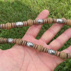 Vintage jewellery / Wooden jewellery / Steampunk jewellery / Bohemian painted wooden bead necklace / Retro necklace / Bohemian jewelry /