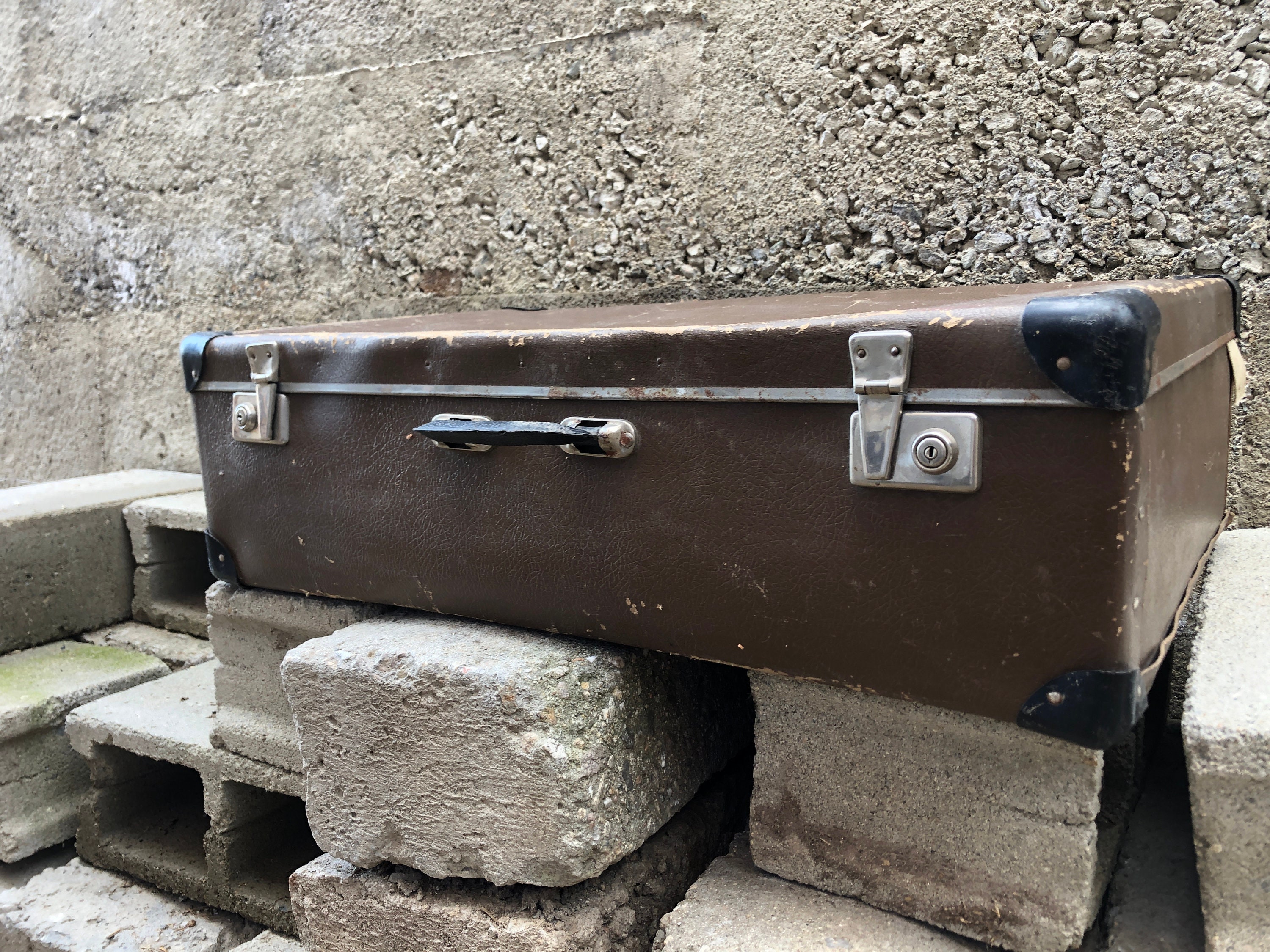 Large Cardboard Suitcase / Retro Suitcase / Antique Suitcase / /old