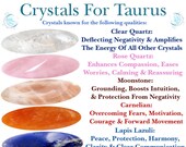 Crystals For Taurus Clear Quartz, Pink Rose Quartz, Moonstone, Carnelian Lapis Lazuli Zodiac Birthday Energy Protection Empaths