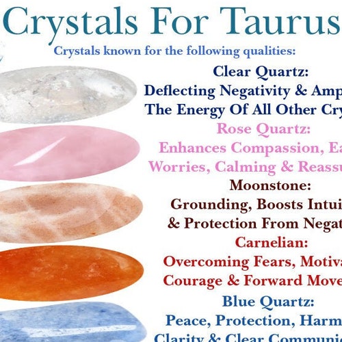 Crystals for Taurus Clear Quartz Pink Rose Quartz Moonstone Etsy