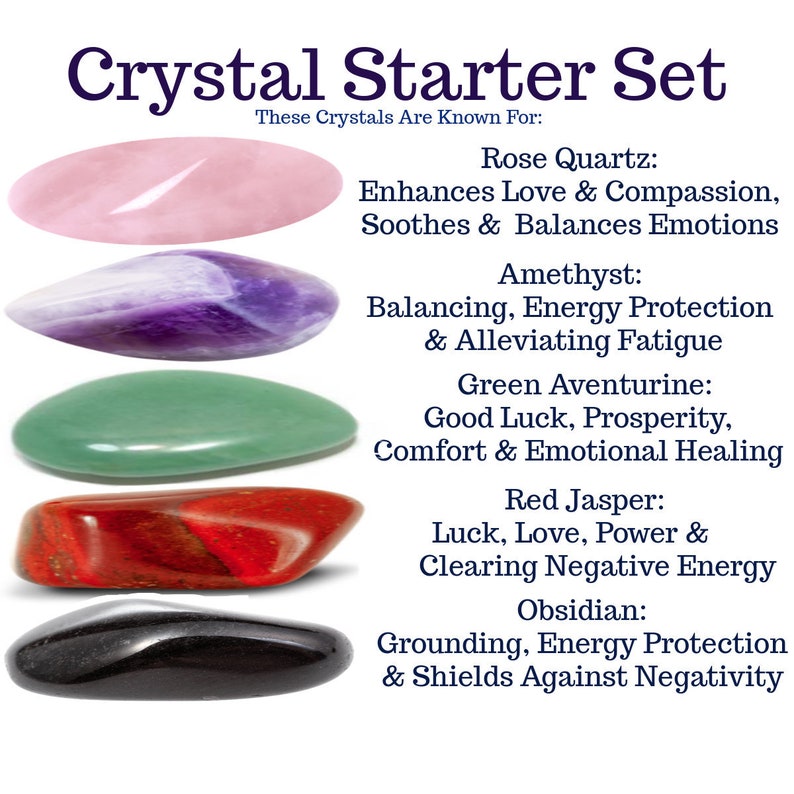 5x Crystals Set For Beginners Rose Quartz Amethyst image 0