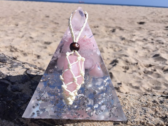 Healing Large Rose Quartz Crystal In Hand Knotted Macrame Etsy
