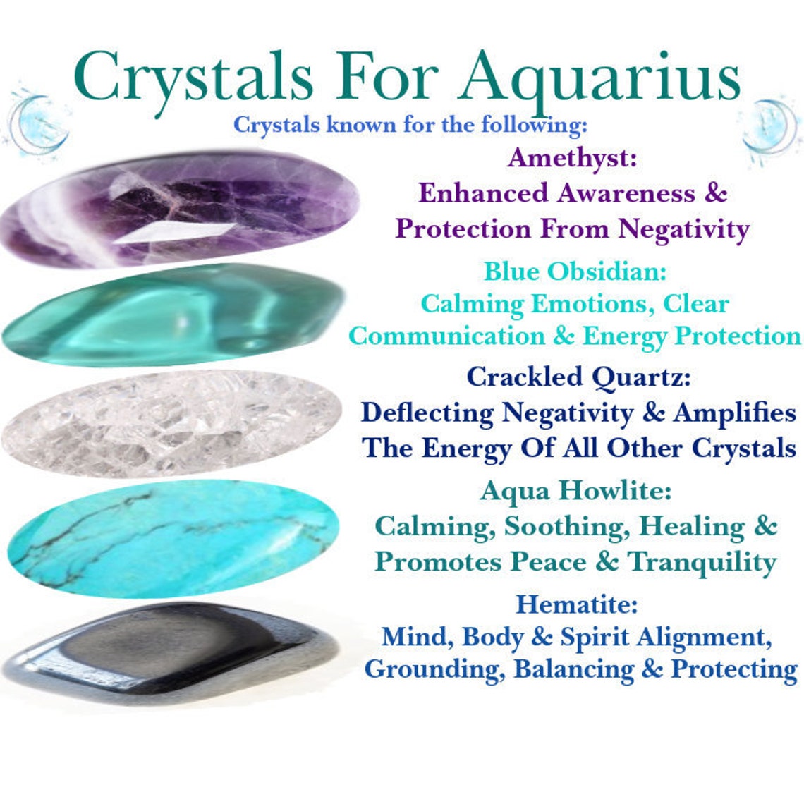 Crystals For Aquarius Amethyst Blue Obsidian Crackled Etsy