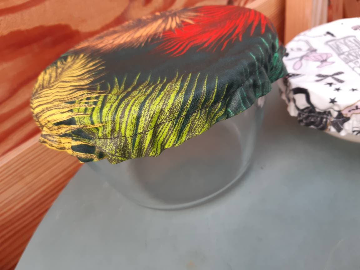 Charlottes Rondes 14 cm, Couvre-Plats Écologiques, en Coton Enduit. Lavable et Réutilisable.idée Cad