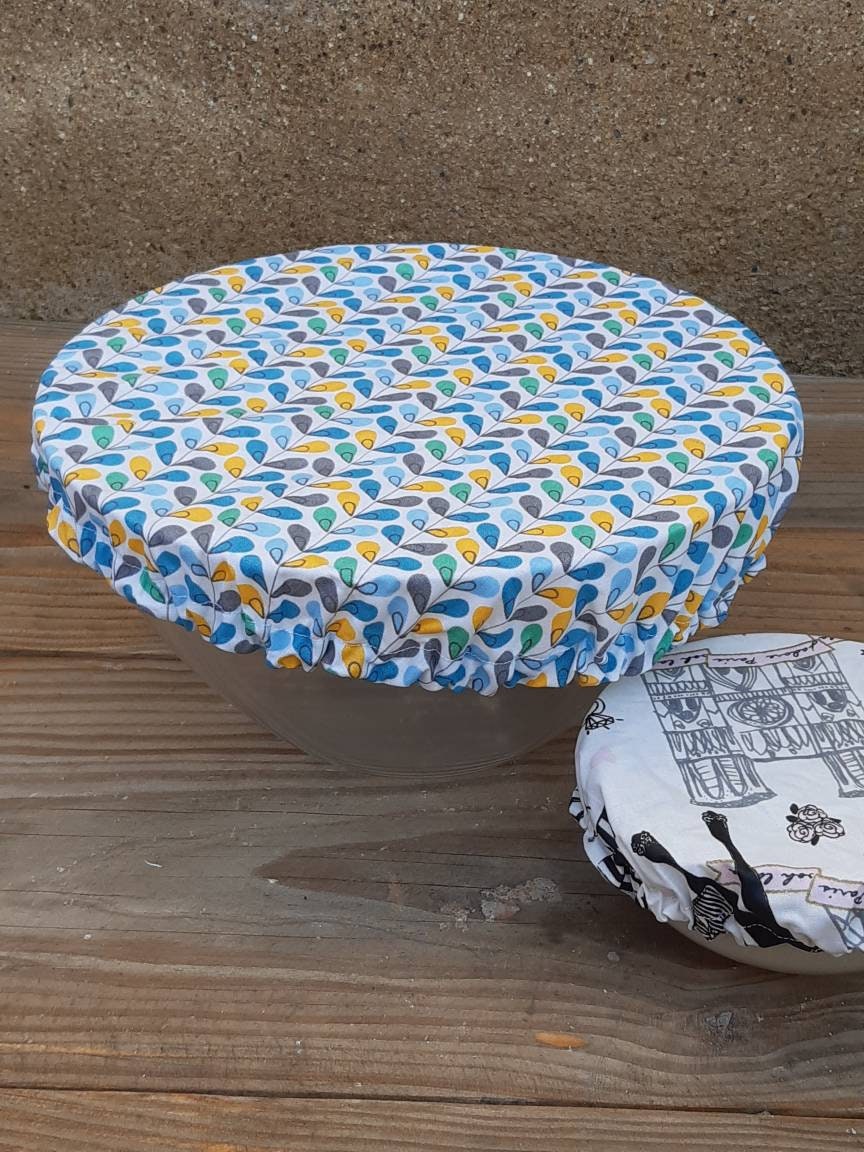 Charlottes Rondes 28 cm, Couvre-Plats Écologiques, en Coton Enduit. Lavable et Réutilisable.idée Cad