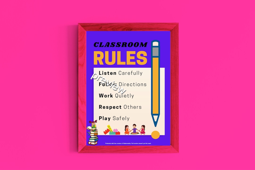 Printable Classroom Rules Poster 2020 Wall Art Decoration - Digital ...