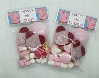 Peppa pig inspired sweets,  themed party bags, favours,  birthday. Party bags,