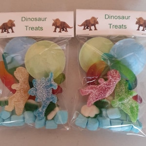 Dinosaur sweets,  sweet bags, favours,  party bags, children's party.