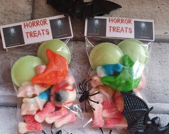 Horror sweet bags, favour bags, movie night, Halloween,