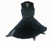 Alexander McQueen MCQ tulle and denim corset dress