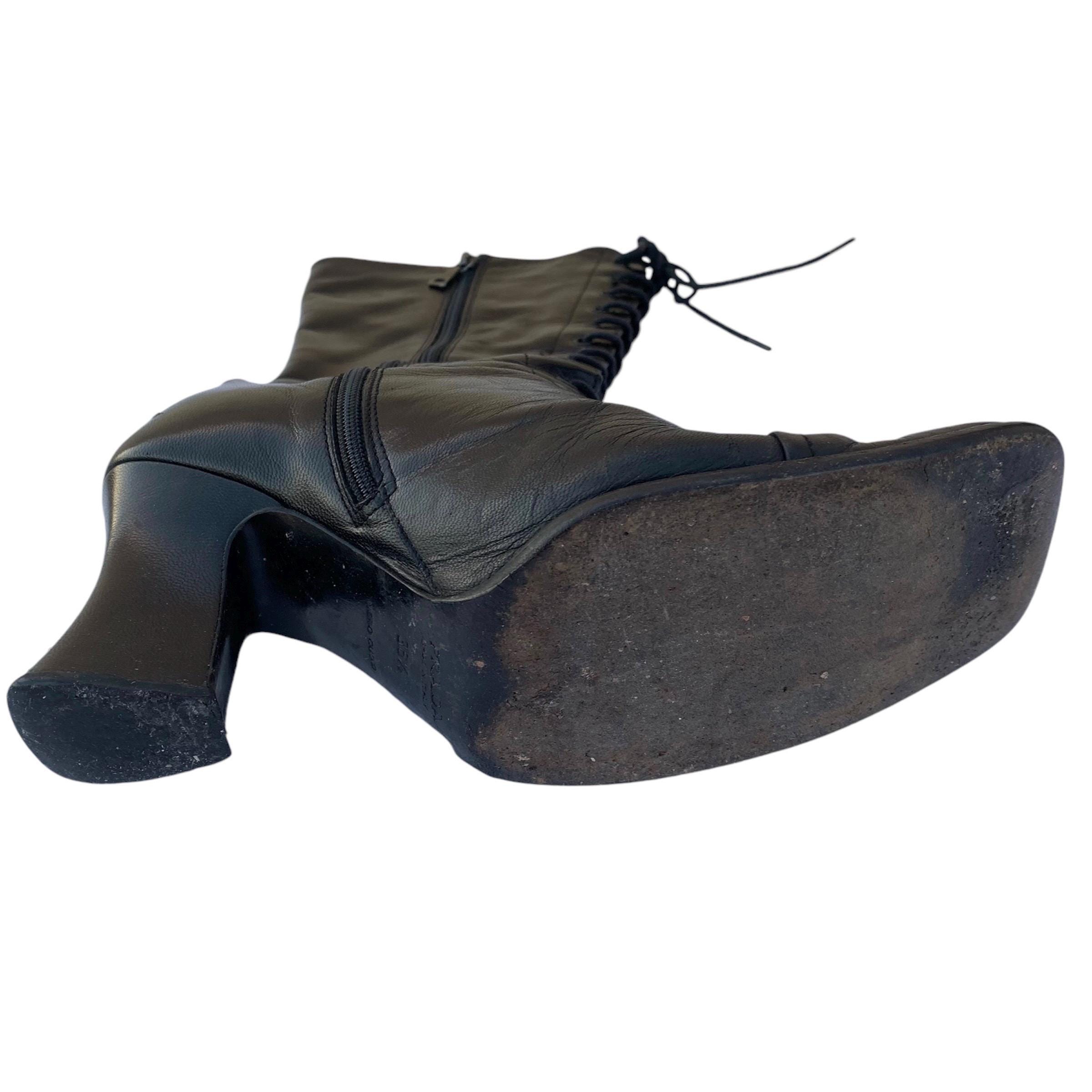 Prada AW 2001 Black Lace-up Boots, Size 36 1/2 - Etsy