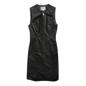 black denim dress zipper front Black Zip Front Denim Dress