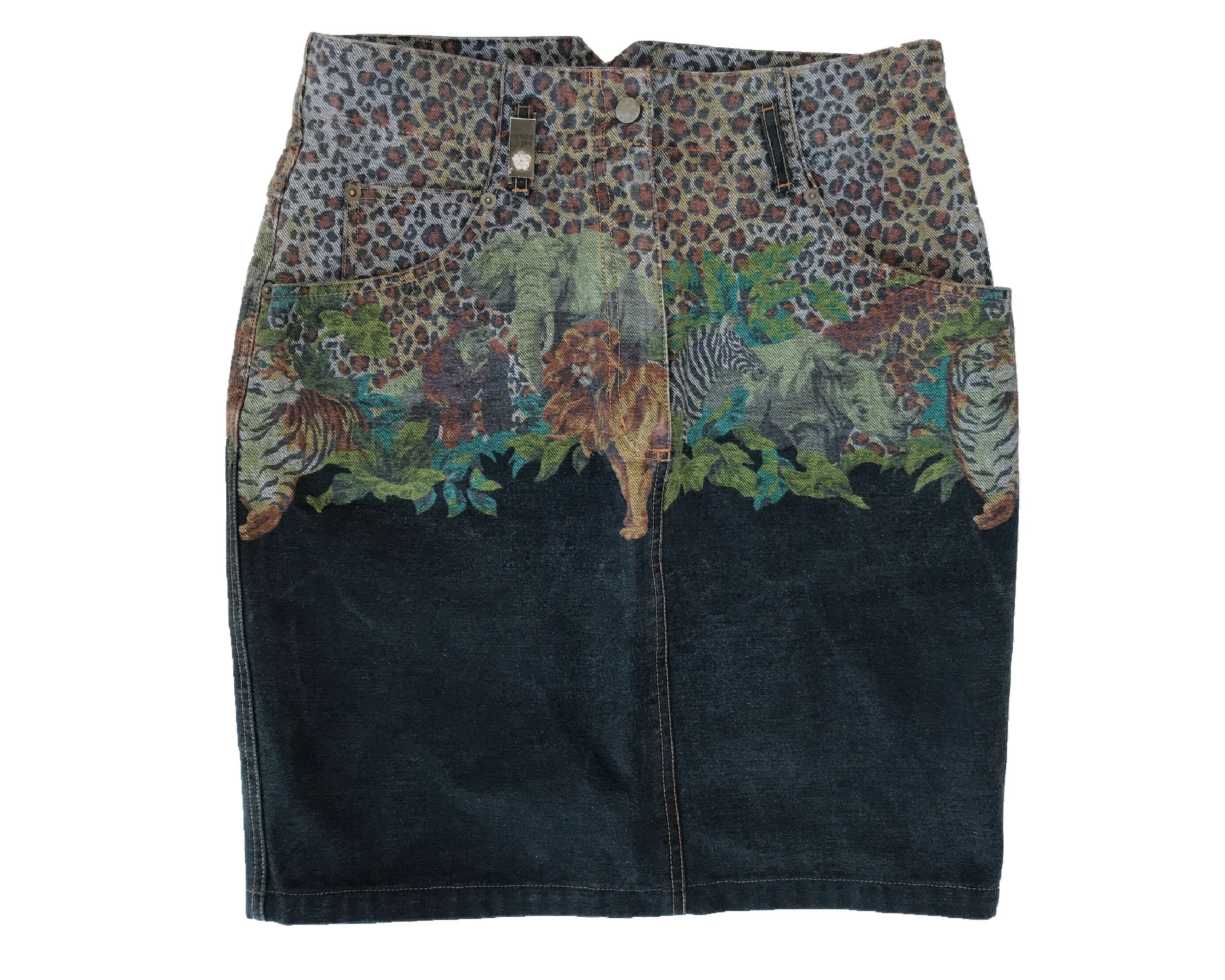 1980s Kenzo Jeans Jungle Print Denim 