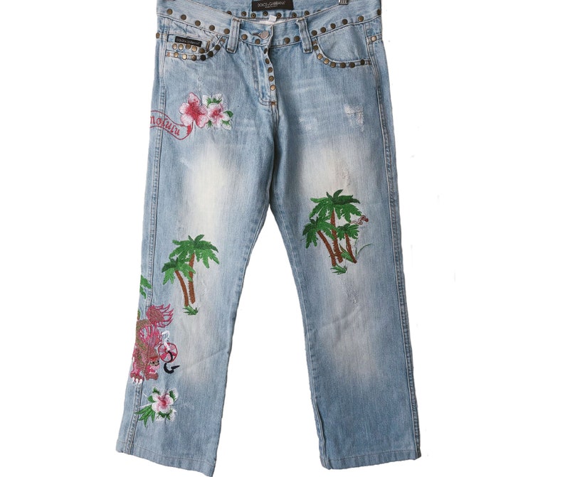 Y2K Dolce and Gabbana Honolulu Embroidered Studded Low Waist - Etsy Israel Y2K Dolce and Gabbana Honolulu Embroidered Studded Low Waist - Etsy Israel