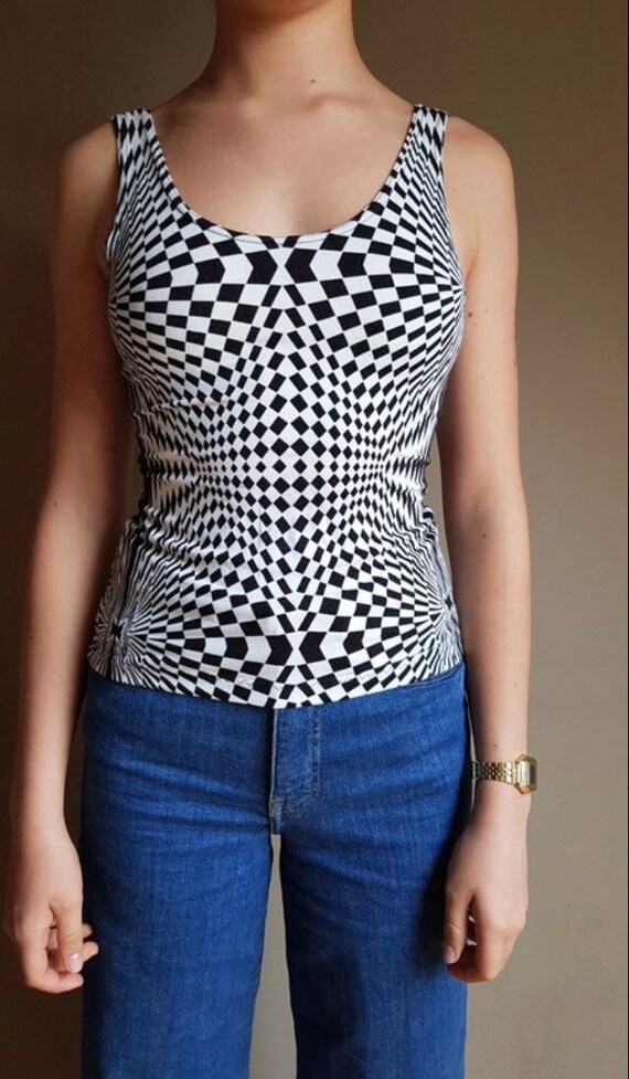90s Versace op-art top