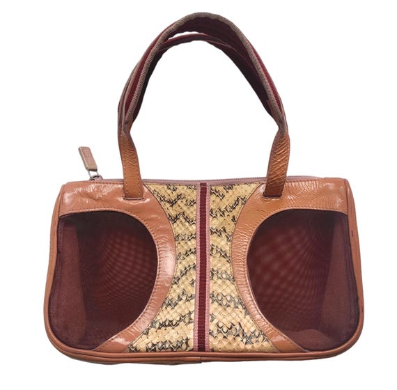 MIU MIU SS 2000 Patent Leather, Snakeskin and Sheer Mesh Handbag 