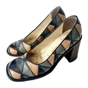 FW 1996 MIU MIU Leather Patchwork Heels - Etsy