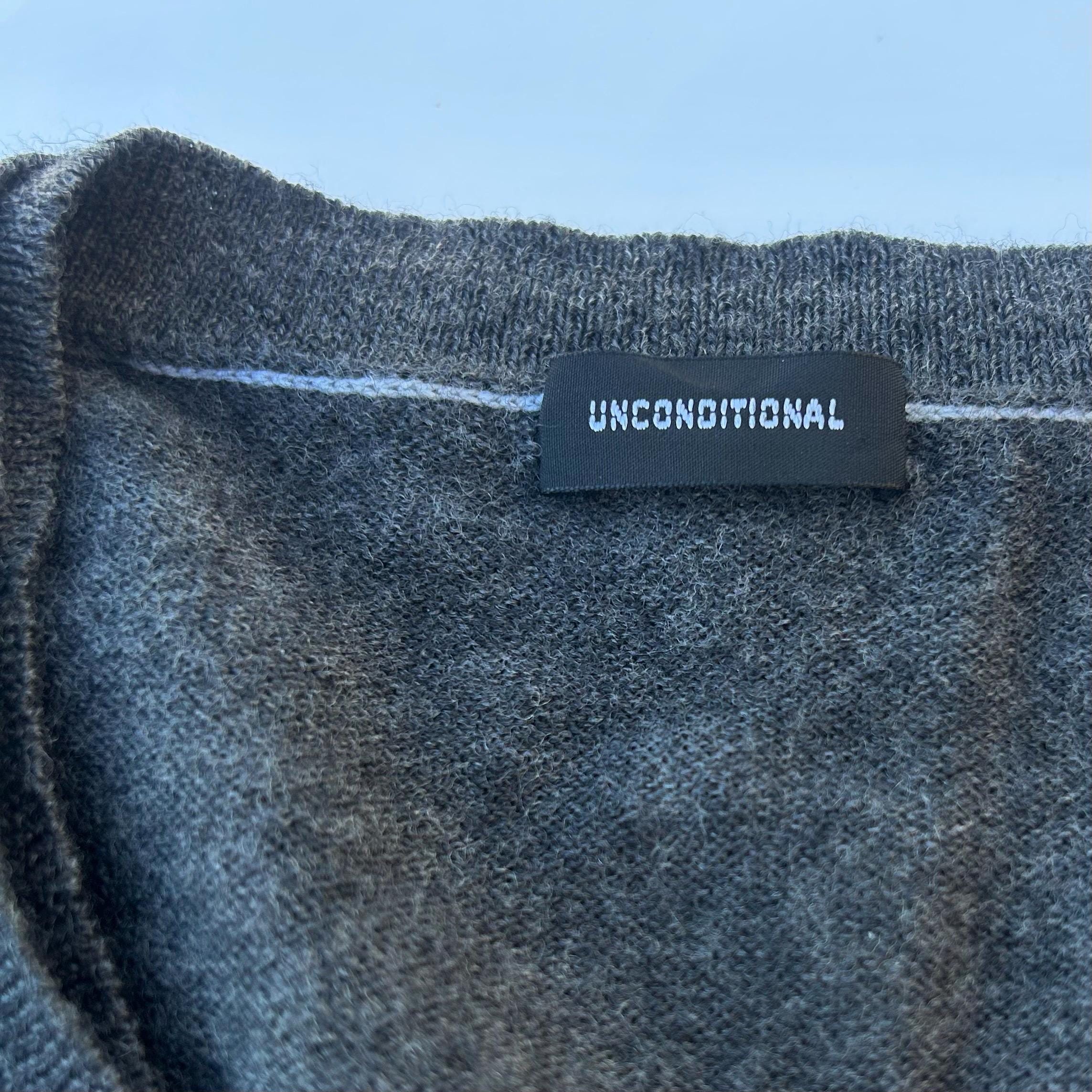 Unconditional London 2000s Deconstructed Gray Sweater, Merino Wool 