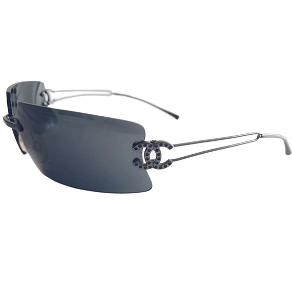 2000s CHANEL Black Rimless Sunglasses Swarovski Rhinestone CC -  Hong  Kong