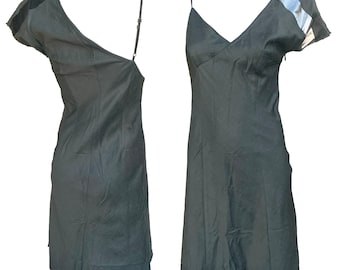 Vintage E-Play grey asymmetrical slip satin dress