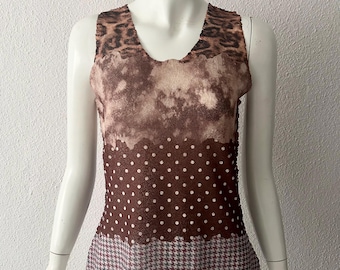 Vintage Yoshiki Hishinuma multipattern crinkled top