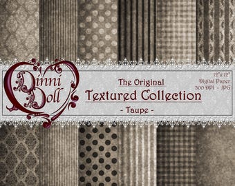 Taupe Scrapbooking Paper, Digital Paper Bundle, Junk Journal Paper - The Original Texture Collection - Taupe - Dinni Doll, Artwork, Unique.