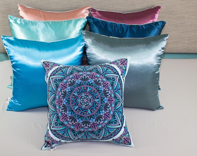 Hearty Mandala, Colour. Velvet and Satin Cushion Cover (6 Colours)