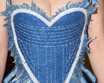 Handmade, Blue, Heart Corset - Size 12